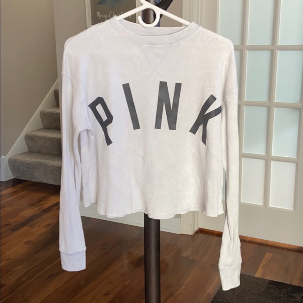 Pink, Gray Waffle Knit Long Sleeve
